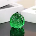 Green glass walnut figurine detail, translucent crystal hand piece ornament for desk display. - 45mm Walnuts / Green