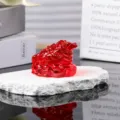 Detail shot of red crystal glass money toad figurine ornament for wealth desktop display. - 5cm Golden Toad / Red