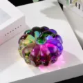 Colorful crystal glass pumpkin ornament, vibrant desktop decor and gift for office or home. - Multicolor