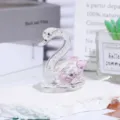 Exquisite crystal swan figurine with pink crystal elements and rhinestones for romantic home decor. - Diamond Filled / 5cm / Pink