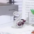 Crystal swan figurine with purple crystal and sparkling diamonds, elegant home decor gift. - Diamond Filled / 5cm / Purple