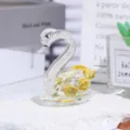 High-grade crystal swan figurine with yellow crystal accents and sparkling mini crystals inside. - Diamond Filled / 5cm / Golden Yellow
