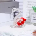 Crystal swan figurine detail, clear crystal body with red crystal wings and sparkling rhinestones. - Diamond Filled / 5cm / Red
