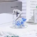 Crystal swan ornament detail, high grade faceted crystal animal figurine for home decor gift. - Solid / 5cm / Blue