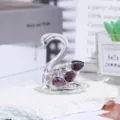 Crystal swan figurine tabletop ornament sparkling purple crystal gift decoration home decor - Solid / 5cm / Purple
