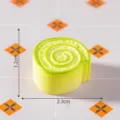 Mini green Swiss roll resin cabochon DIY charm for fridge magnet craft and micro landscape decor. - Green Bread Roll #1 / Bread Roll Series / Green