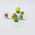 Miniature potted plant dollhouse accessory, detailed green grass in tiny white ceramic pot. - Style A