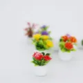 Plantas en maceta para casa de munecas miniatura flores simulacion micro paisaje decoracion - Rojo