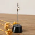 Tarjetero minimalista de metal, clip de notas con base negra y soporte para fotos de escritorio. - Negro