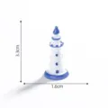 Mini Mediterranean Lighthouse Figurine Resin Micro Landscape DIY Bottle Miniature Decor - 4# White and Blue Edge Lighthouse