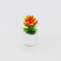 Miniature dollhouse potted plant artificial succulent flowers micro landscape micro ornament - Orange