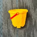 Children plastic beach bucket yellow with red handle castle pattern toy for sand outdoor fun - Large Castle Bucket / 16*14cm