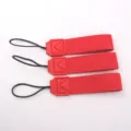 Red portable cup lanyard strap with black loop handle for travel bottles and tumblers detail. - Bright Red