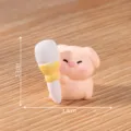 Mini simpática figura de resina de cerdo rosa con pincel, pequeña decoración de escritorio. - 3# cerdito con brocha de maquillaje