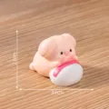 Mini cute pink pig figurine miniature dollhouse DIY decoration ornament 2.6x3.6cm - #5 Powder Puff Pig Figurine