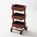 1:12 Dollhouse Miniature 3-Tier Utility Cart Kitchen Toy Brown Rolling Storage Rack - Coffee