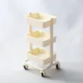 1:12 dollhouse miniature 3-tier rolling cart toy kitchen storage shelf model detail view - White