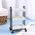 1:12 dollhouse miniature storage trolley toy kitchen micro model mini shelving display rack - Off White