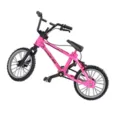 Mini alloy finger BMX bicycle model detail, pink frame and black handlebar, toy collectible. - Pink