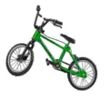 Detailed view of mini alloy finger BMX bike model with green frame, realistic wheels and chain. - Army Green