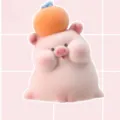 Cute pink flocked pig figurine desktop ornament with orange lucky bag, lovely room decor. - 1219-1A "Wish You Success" Pig Fridge Magnet / Single Pack