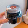 Children hair ties high elasticity small hair bands black colorful rubber bands jar set - 100 Pieces Canned / Black