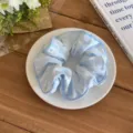Blue plaid hair scrunchie with cute dots, sweet style fabric hair tie for women and daily wear. - C Style-Striped