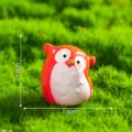 Mini Resin Owl Figurine Miniature Moss Landscape Garden DIY Ornament 1.6cm Orange - Red
