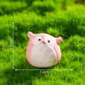 Mini pink owl figurine resin ornament moss micro landscape gardening DIY decor 1.3x1.6cm - Pink
