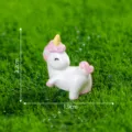 Mini statuetta unicorno in resina micro paesaggio fai da te ornamento miniatura decorativo scrivania - Unicorno rosa che si guarda indietro n. 7