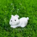 Mini statuetta con coniglio bianco micro paesaggio resina ornamento fai da te carino - 19# Coniglio sdraiato