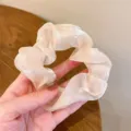 Λεπτομέρεια γυαλιστερού scrunchie από οργάντζα, απαλή υφή για καθημερινό κομψό styling. - Ζαχαρί
