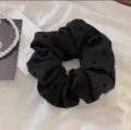 Black polka dot hair scrunchie with high elasticity and durability for women hair accessories - Polka Dot Hair Scrunchie / Black
