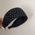 Cerchietto nero largo coreano con motivo a stelle bianche accessorio per capelli chic e moda. - Cerchietto Fiore / Nero