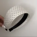 Korean style wide black and white polka dot headband, stylish high crown hair accessory variant. - Small Polka Dot Headband / White