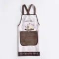 Waterproof kitchen cooking apron with hand wipe pocket cute cat print with cross straps - Hand-Wipe Apron / Light-Colored Cat