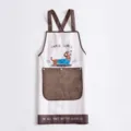 Waterproof kitchen apron with detachable hand-wiping pocket, cute cartoon design for cooking. - Hand-Wipe Apron / Light Color Puppy