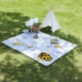 Wasserdichte Outdoor Picknickmatte, blaue Karomuster Camping Strand Zelt Matte tragbar. - 150*200cm / Graugrün Kariert