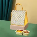 Bolsa de almuerzo aislada y gruesa para oficinistas y estudiantes, bolsa bento portátil. - Amarillo