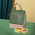 Bolsa de almuerzo aislante verde, bolsa bento termica portatil reforzada para oficina y estudiantes. - Verde