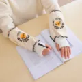 Fthinoporo chemonas veludina makria manikia gynaikeia fititika zesta arm warmers chic - Καρό Στυλ / κρεμ
