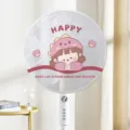 Fundas protectoras para ventilador con diseño de dibujos animados, malla antipolvo para hogar. - Ventiladores de hasta 50 cm / Chica/Oso Rosa