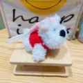 Portachiavi peluche West Highland White Terrier, simpatico cucciolo morbido con maglione. - Cucciolo con maglione lavorato a maglia - Rosso