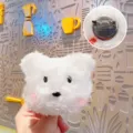 Schattige witte pluche beren pluche broche badge cartoon dier rugzak pop kleding accessoire - Witte Dierenbroche - Witte Beer