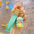 Cute iridescent mermaid keychain with strap, cartoon pendant backpack accessory for keys. - Holographic Green Mermaid