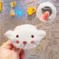 Cute fluffy plush sheep brooch badge, soft animal lapel pin for backpack, cute bag accessory. - White Animal Brooch - Little Lamb