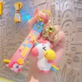Cute cartoon unicorn and bird keychain pendant, stylish silicone strap and metal ring for bags. - Standing Posture / White