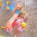 Cute cartoon unicorn and chick keychain, pink silicone wrist strap keyring pendant accessory - Standing Posture / Pink
