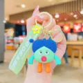Cute ugly girl cartoon keychain bag pendant stylish gold ring metal accessory item - Ugly Cute Girl-Green Strap