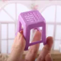 Miniature purple plastic stool for 1:12 scale dollhouse doll furniture accessory collection. - Chair / L / Purple